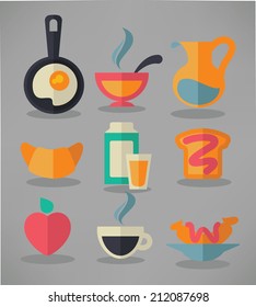 good morning, vector collection of traditional breakfast meal in flat style