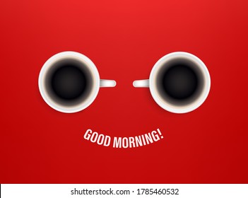 Good morning vector concept with coffee cups