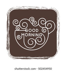Good morning - vector geometric inscription in trendy mono line style - art deco.