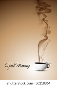 Good Morning - Vector Illustration of a fuming cup of coffee