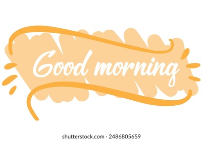 Good morning vector line calligraphy. Vector illustration of wish good morning. Typography design isolated on white background. Handwritten modern continuous line lettering with swooshes.