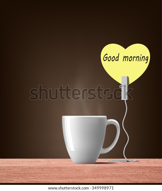 Good Morning Yellow Heart Note Hot Royalty Free Stock Image