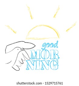 Good Morning.Nature scene with Sun and flying pigeon.Hope.Have a nice day.