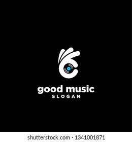 good music hand logo icon symbol designs vector illustration template