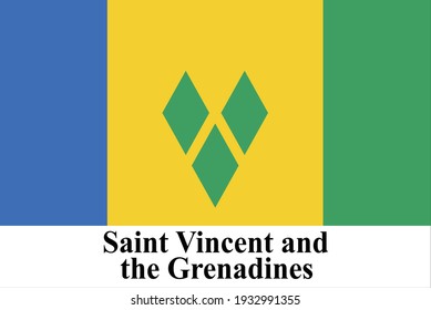 La buena bandera nacional de San Vicente y las Granadinas es muy detallada