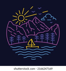 Good nature with mountains and river graphic illustration vector art t-shirt design