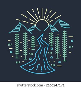 Good nature with mountains and river graphic illustration vector art t-shirt design