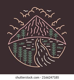 Good nature with mountains and river graphic illustration vector art t-shirt design