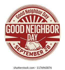 Good Neighbor Day, September 28, rubber stamp, vector Illustration