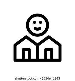 Good neighbourhood. Editable stroke icon on white background.