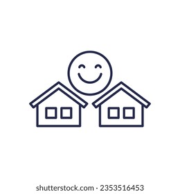 good neighbourhood line icon with houses