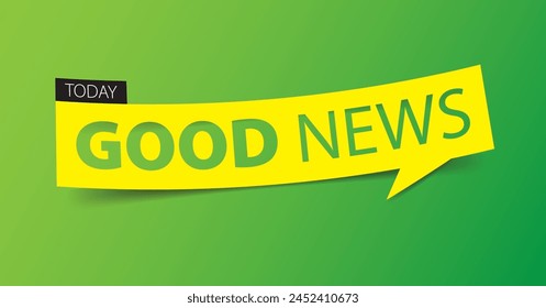 GOOD NEWS banner template design or header for headlines for articles or news related to financial business, banking, or the stock market. Banner isolated on green background. Vector illustration