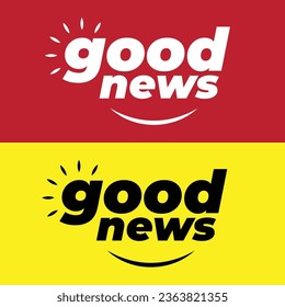 Good News Flat vector icon concept, logo, banner, poster, social media, stamp, text, morning, sun smile, cheerful, smiley, tv, paper, report, isolated illustration.