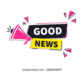 Good News Label Megaphone Megaphone Colourful Stock Vector (Royalty ...