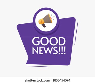 Good news message announcement vector icon with megaphone loudspeaker bubble speech notice illustration flat cartoon