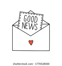Good news. Note in an open envelope.