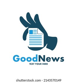 Good news vector logo template. This design use hand and news paper symbol. Suitable for information business.