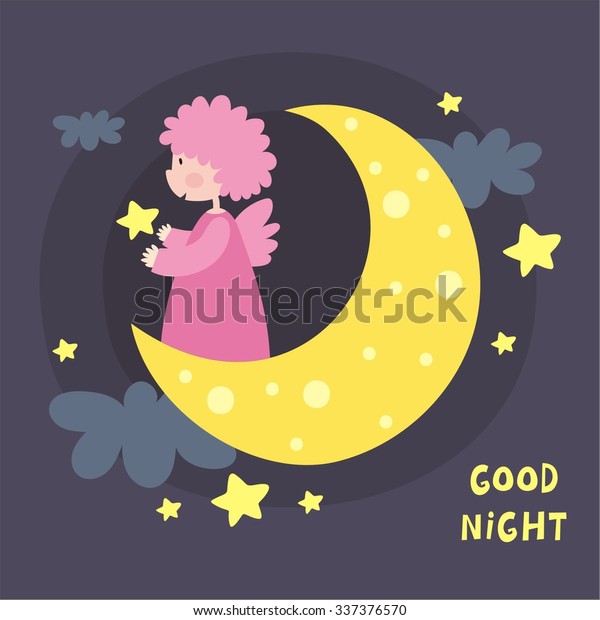 Good Night Angel Card Stock Vector Royalty Free