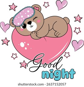 GOOD NIGHT BEAR CUTE STAR MAGIC DREAMS