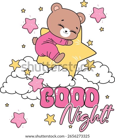 good night bear star magic sky