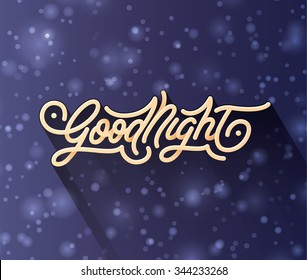 Good night beautiful vector title lights blue background night