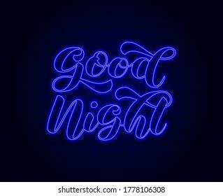 Good Night brush lettering. Vector illustration for poster