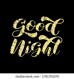 Good Night brush lettering. Vector illustration for poster