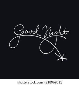 Good Night Calligraphic Artistic Lettering White On Blue