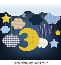 Good Night Card With Gradient Mesh, Vector Illustration