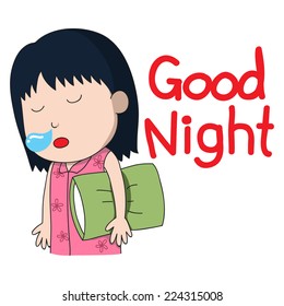 Good night cartoon character vector illustrator