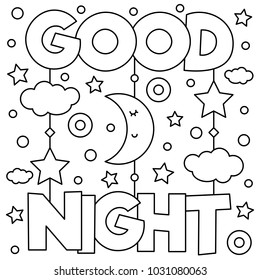Good Night. Coloring page. Vector illustration.