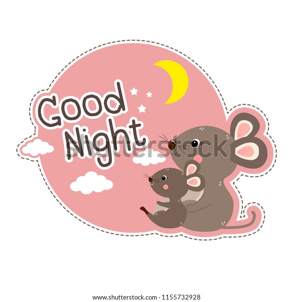 Good Night Cute Mom Baby Mouse Stock Vector Royalty Free