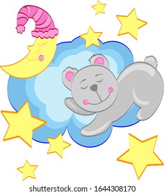 Good night for design decoration. Baby vector illustration. Cartoon vector illustration. Good night sweet dreams. Decor element. Abstract vector illustration Hand-drawn funny drawing.