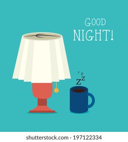 Good night design over blue background, vector illustration