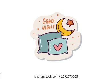 Good night doodle sticker design