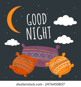 Good night dream sleep banner concept. Vector flat graphic design illustration