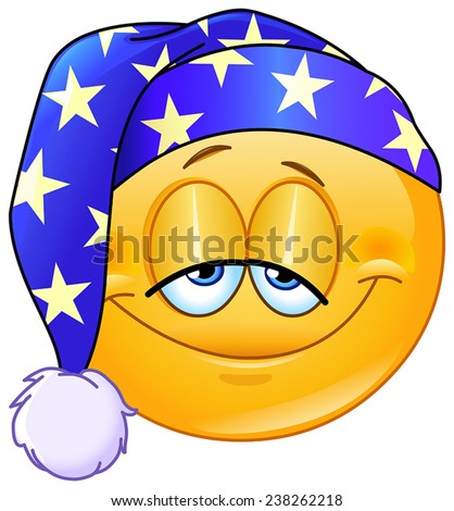 Good night emoticon with nightcap