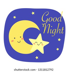 Good Night Greeting Card Moon Star Stock Vector (Royalty Free ...