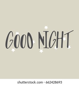 Good Night Hand Drawn Lettering Cute Stock Vector (Royalty Free ...