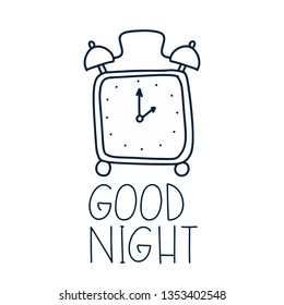 Good Night. Hand drawn typography poster. T shirt hand lettered calligraphic design. Inspirational vector typography. Good night funny background. Vector illustration