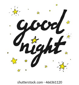 Good Night Hand Drawn Vector Lettering Stock Vector (Royalty Free ...