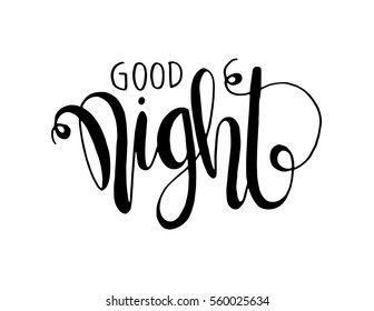 Good Night Hand Lettered Quote Modern Stock Vector (Royalty Free ...