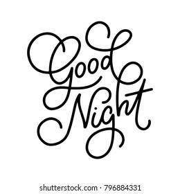 Good Night Hand Lettered Vector Calligraphy Stock Vector (Royalty Free ...