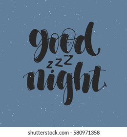 Good night. Hand written calligraphy poster.