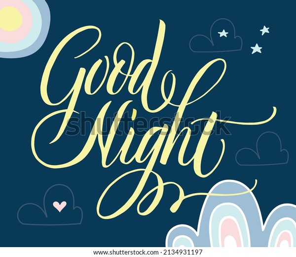 Good Night Handwritten Calligraphy Lettering Vector Stock Vector ...