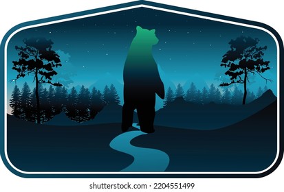 good night illustration with bear character