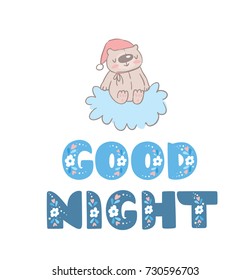 Good Night Inscription Cute Teddy Stock Vector (Royalty Free) 730596703 ...