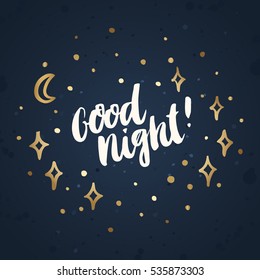 Good Night Inscription Handdrawing White Ink Stock Vector (Royalty Free ...