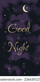 Good Night Instagram Stories Or Mobile Phone Wallpaper On Stars Fog Clouds  Night Sky Vector Horoscope Lunar Astrology Mystical Abstract Background