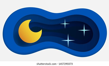 Good Night Landscape Vector Illustration In Paper Style